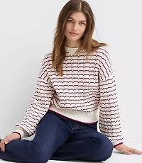 Stripe Ribbed Blouson Sweater