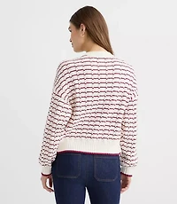 Stripe Ribbed Blouson Sweater