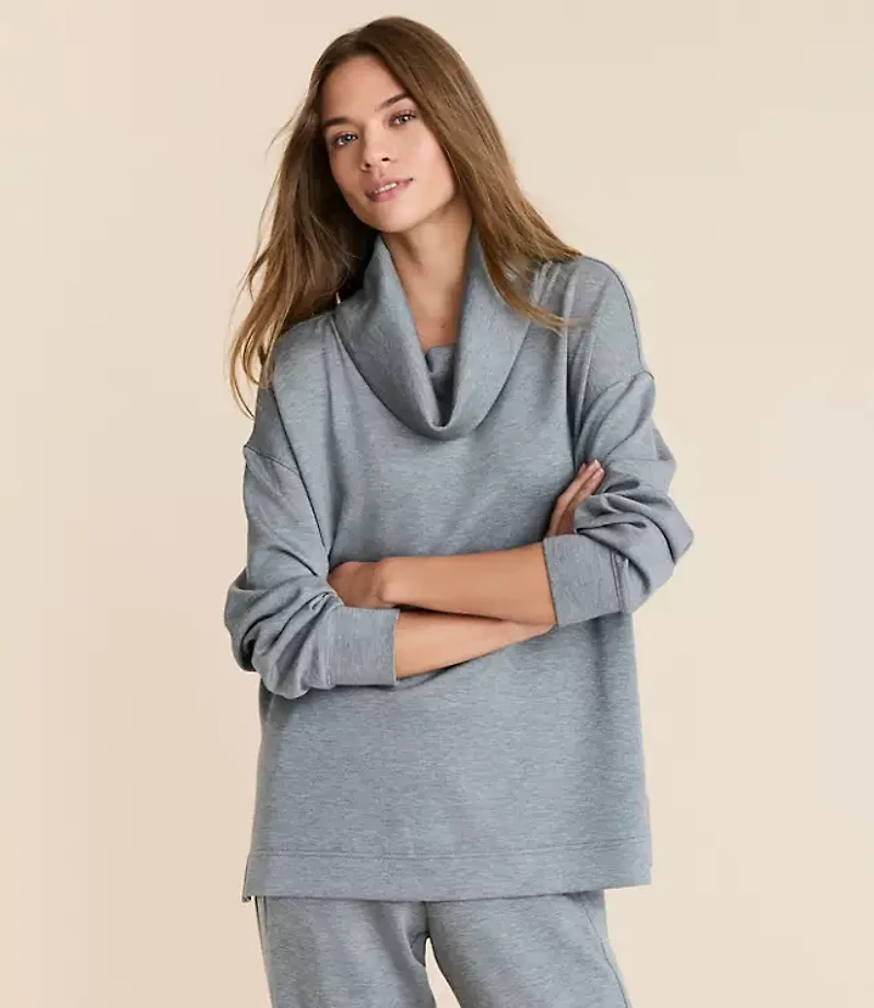 Lou & Grey Heathered Scubasoft Cowl Neck Top