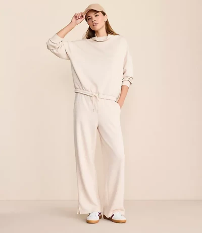 Lou & Grey Heathered Scubasoft Side Slit Straight Leg Pants