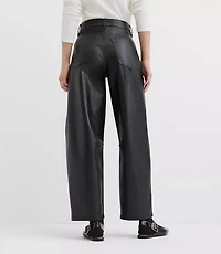 High Rise Horseshoe Seamed Barrel Jeans Faux Leather