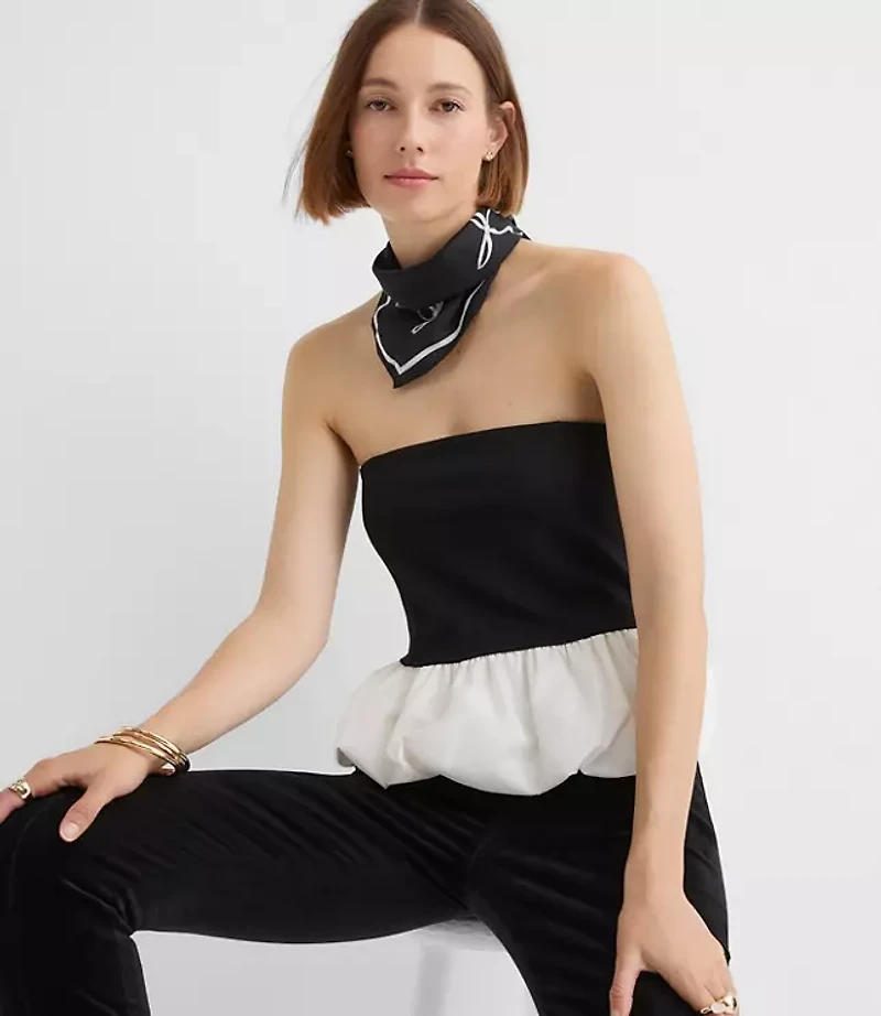 Taffeta Ponte Strapless Bubble Top