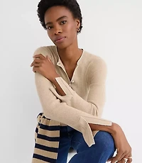 Heathered Split Cuff Henley Sweater