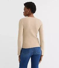 Heathered Split Cuff Henley Sweater