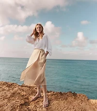 Haven Well Within Organic Cotton Linen Wrap Skirt