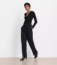 LOFT Versa Crepe Drape Foldover Waist Palazzo Pants