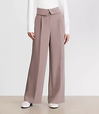 LOFT Versa Crepe Drape Foldover Waist Palazzo Pants