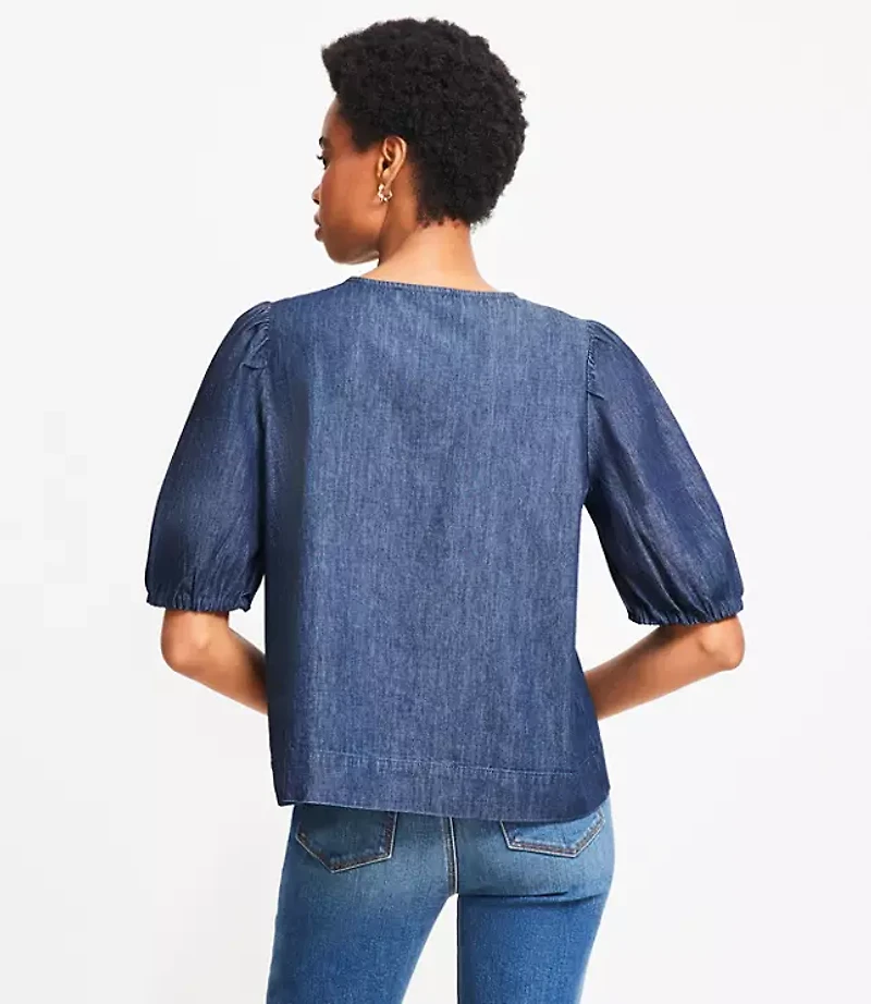 Chambray Bow Top