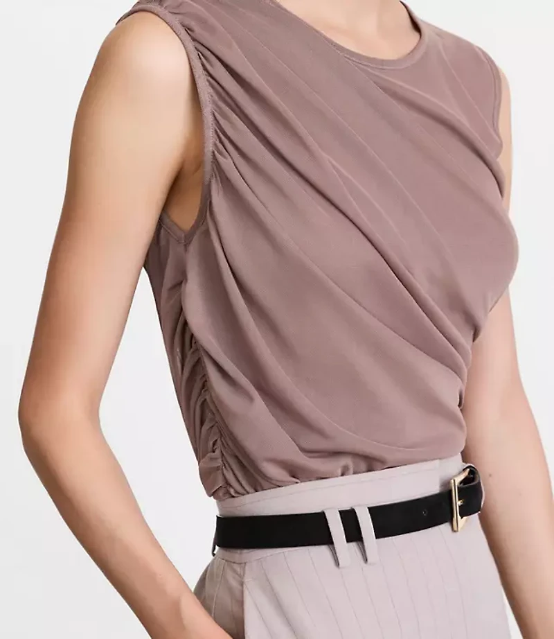 LOFT Versa Mesh Ruched Tank Top