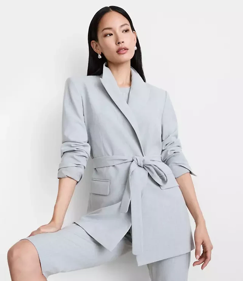 LOFT Versa Seasonless Stretch Tie Waist Blazer Heather