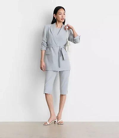 LOFT Versa Seasonless Stretch Tie Waist Blazer Heather