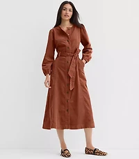 Corduroy Seamed Belted Midi Pocket Dress
