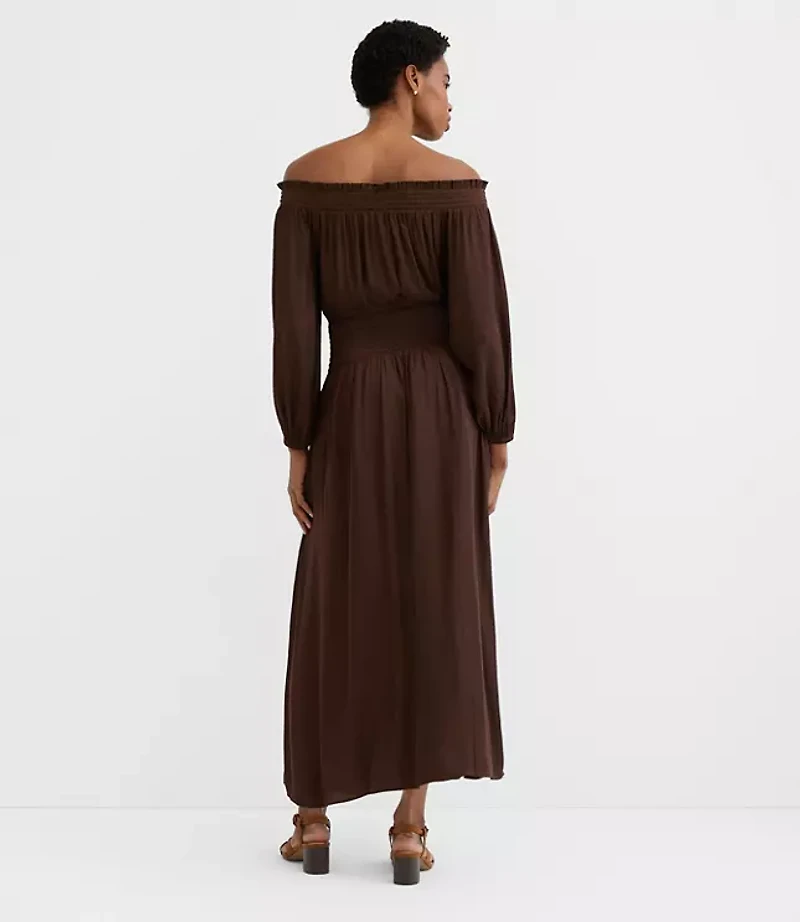 Shimmer Clip Off The Shoulder Maxi Dress