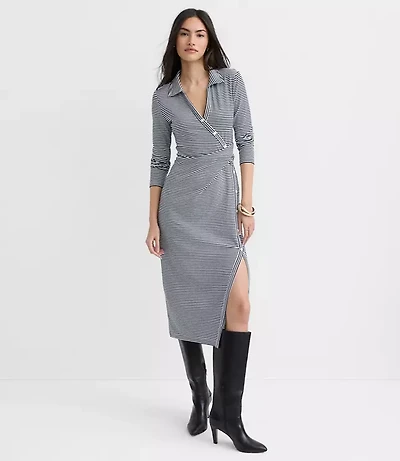 Striped Button Twist Midi Dress