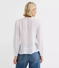 Floral Lace Trim Ruffle Blouse