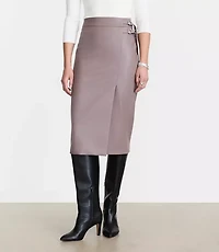 LOFT Versa Faux Leather Buckle Trim Midi Skirt