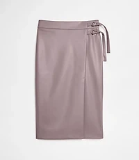 LOFT Versa Faux Leather Buckle Trim Midi Skirt