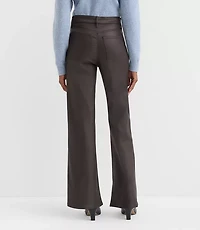 Coated High Rise Wide Leg Jeans Brown