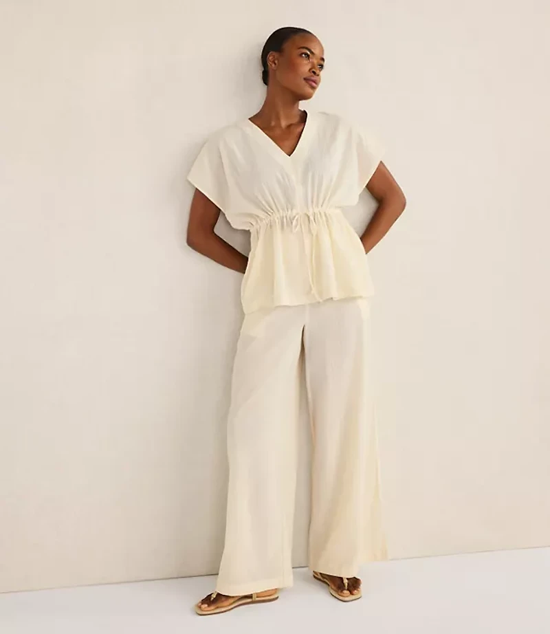 Haven Well Within Organic Cotton Crinkle Gauze Wide Leg Pants