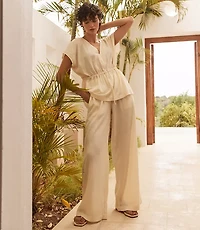 Haven Well Within Organic Cotton Crinkle Gauze Wide Leg Pants
