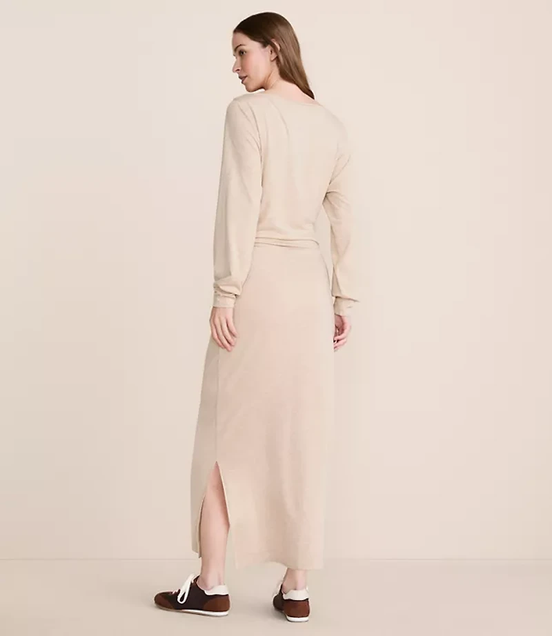 Lou & Grey Heathered Brushed Jersey Cinched Maxi Dress