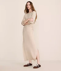 Lou & Grey Heathered Brushed Jersey Cinched Maxi Dress