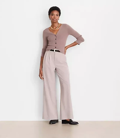 LOFT Versa Seasonless Stretch Double Pleat Wide Leg Pants Stripe