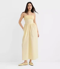 Poplin Bustier Midi Pocket Dress