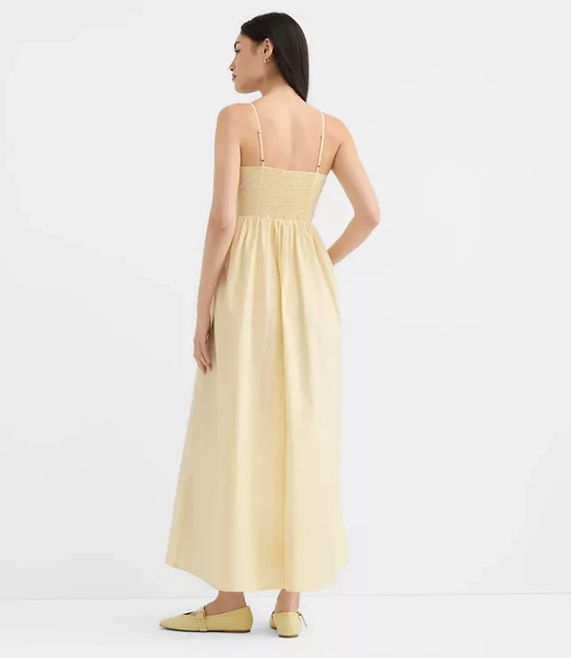 Poplin Bustier Midi Pocket Dress