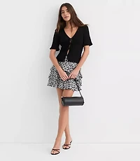 Ruffle Pointelle Bow Cardigan