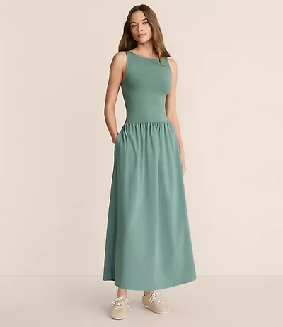 Lou & Grey Wanderweave Mixed Media Maxi Pocket Dress