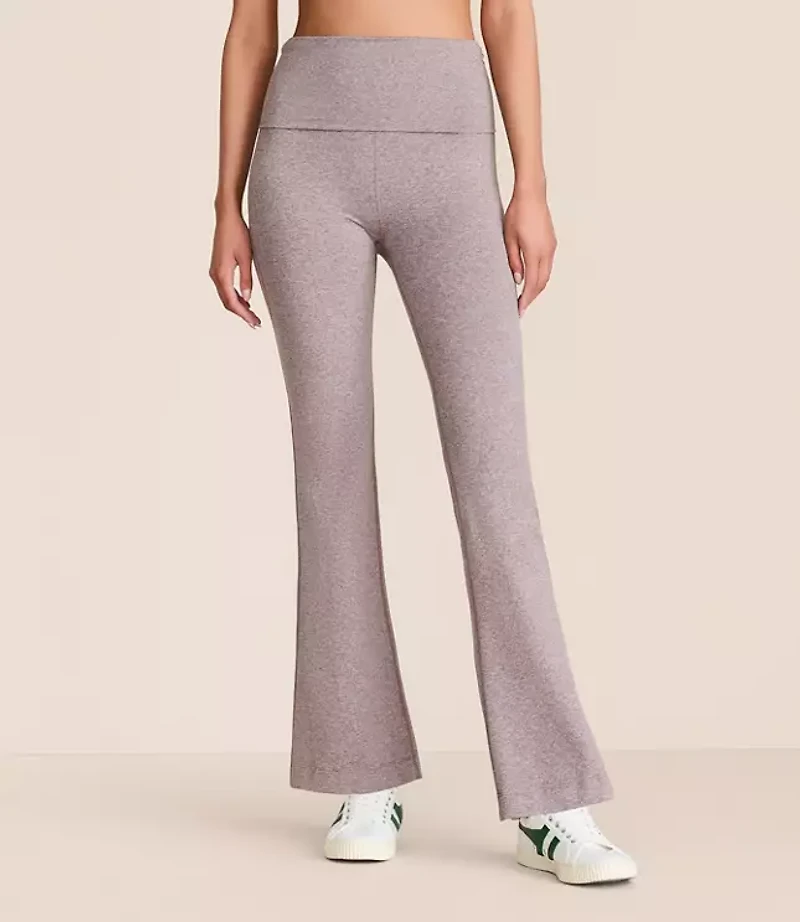Lou & Grey Heathered Brushedsoft Foldover Flare Pants