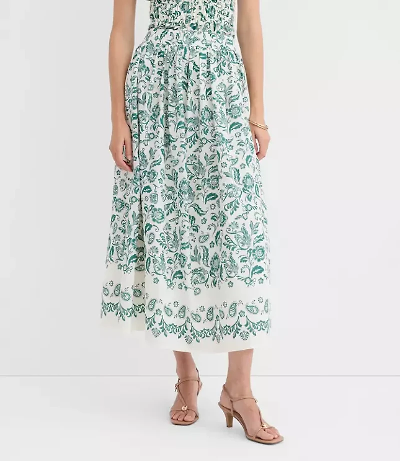 Floral Pull On Midi Skirt