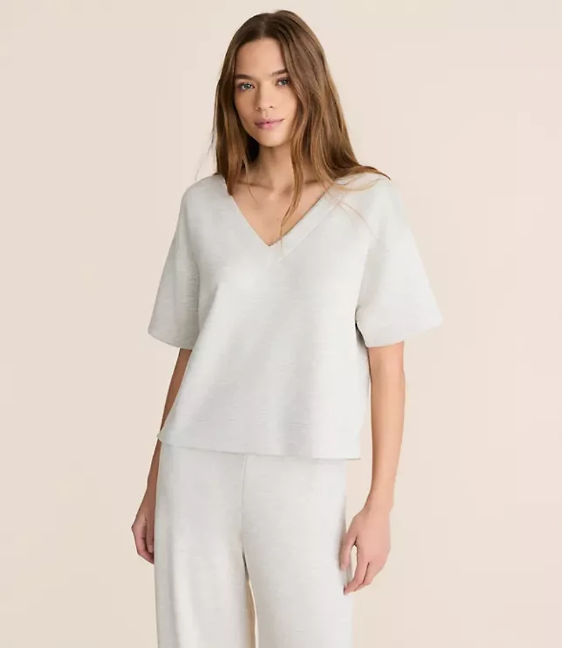 Lou & Grey Heathered Scubasoft Dolman V-Neck Tee