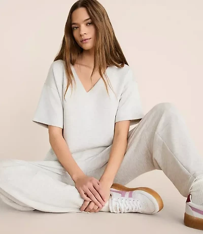 Lou & Grey Heathered Scubasoft Dolman V-Neck Tee