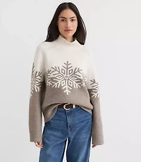 Petite Snowflake Modern Mock Neck Sweater