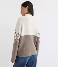 Petite Snowflake Modern Mock Neck Sweater