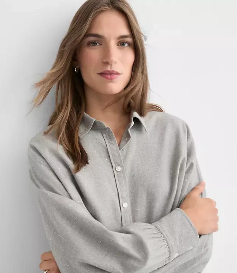 Petite Sparkle Herringbone Modern Everyday Shirt
