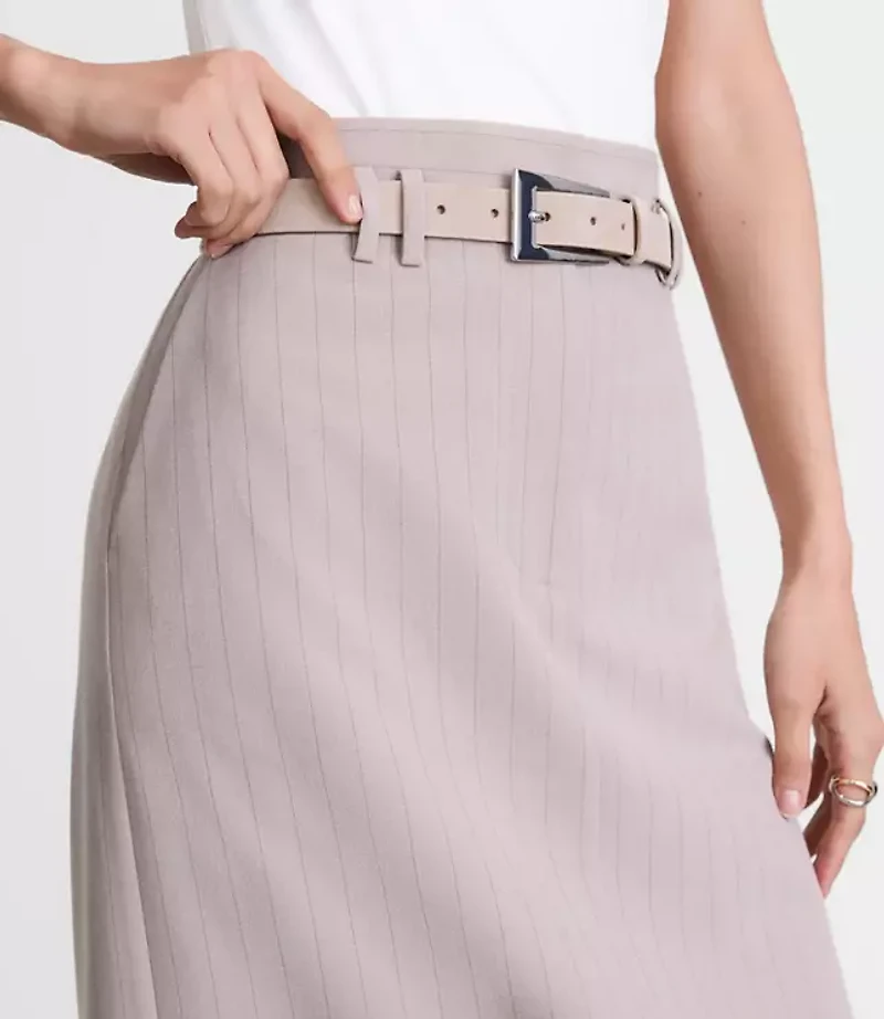 LOFT Versa Seasonless Stretch Trouser Midi Pocket Skirt Stripe