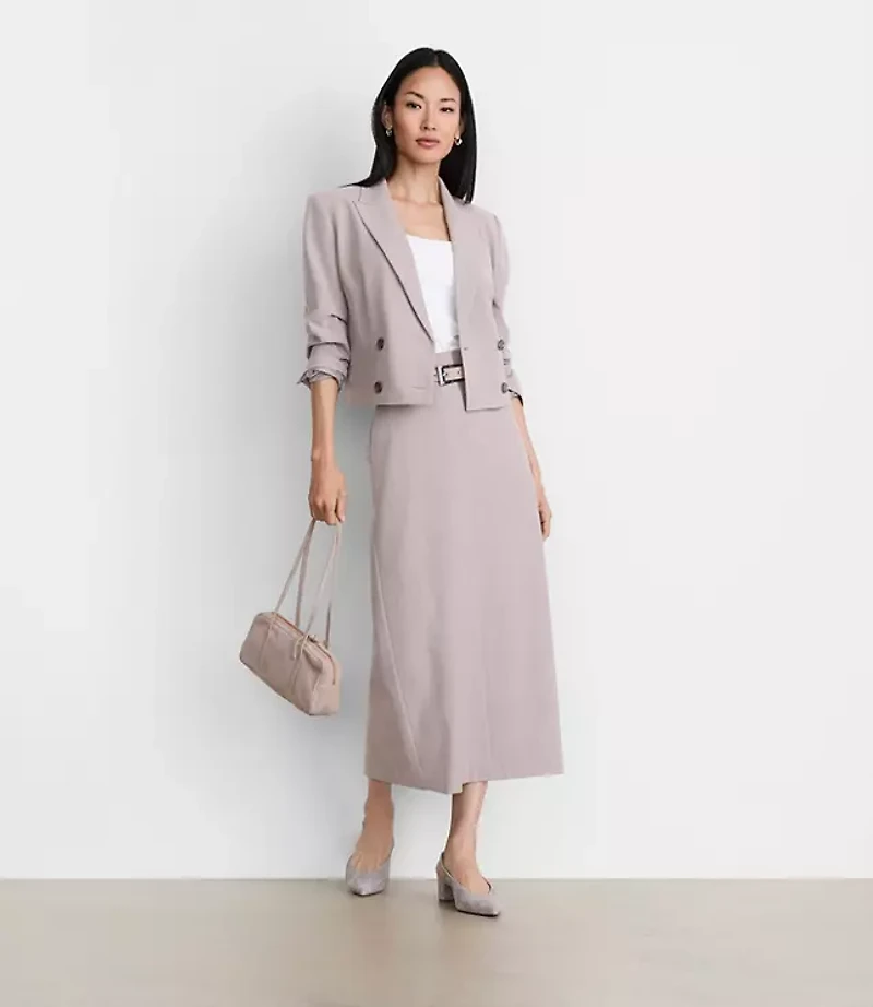 LOFT Versa Seasonless Stretch Trouser Midi Pocket Skirt Stripe