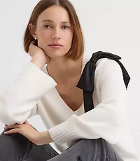 Petite Satin Bow Wide Sleeve Sweater