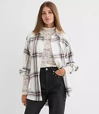 Petite Plaid Flannel Everyday Oversized Tunic Shirt