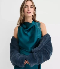 Tall Lace Trim Satin Bias Midi Dress