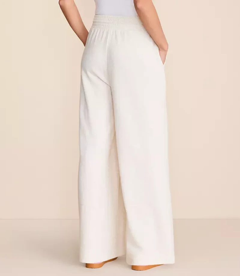 Lou & Grey Heathered Cozy Cotton Pleated Wide Leg Pants