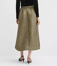 Petite Metallic Jacquard Midi Pocket Skirt