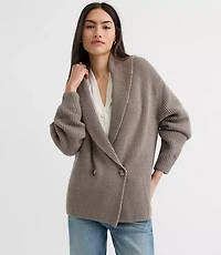 Petite Ribbed Double Breasted Cardigan
