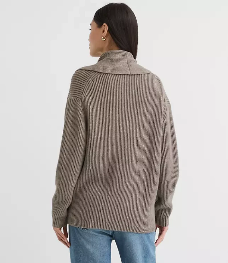 Petite Ribbed Double Breasted Cardigan