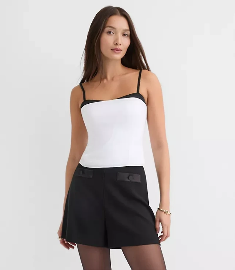 Petite Satin Trim Strappy Bustier Top