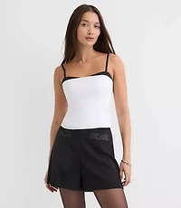 Petite Satin Trim Strappy Bustier Top