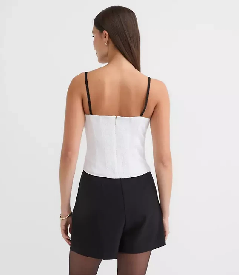 Petite Satin Trim Strappy Bustier Top